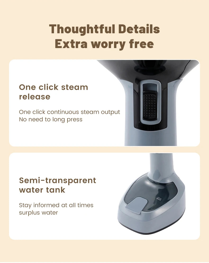 Foldable Ironing Machine 1500W Fast-Heat Garment Steamer Household Electric Fabric Steamer for Home Travel Handheld Steam Iron