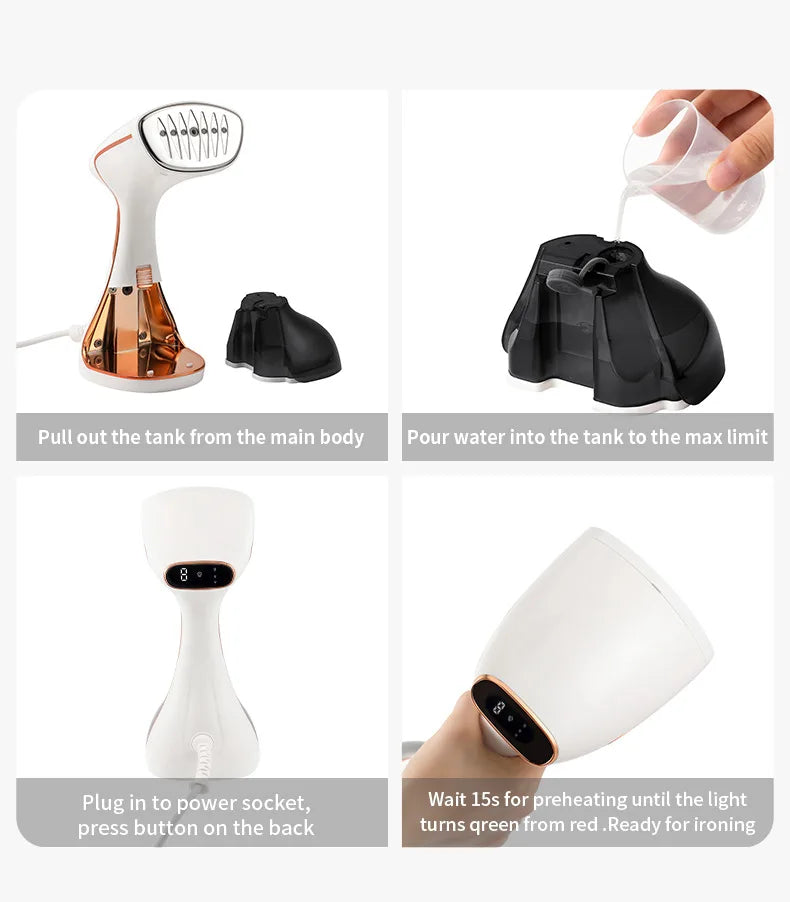 1800W Handheld Steam Hanging Iron Touch Screen Control 15 Seconds Fast Preheat 320ml Portable Home Small Fabric Clothes Steamer