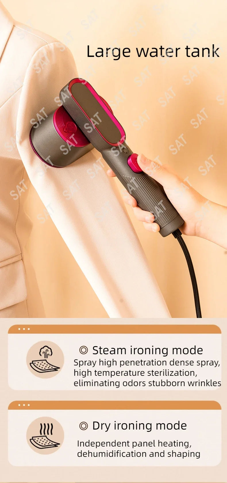 -1000W 2-in-1 Dry Steam Iron And Garment Steamer Electric Handheld For Home And Travel Use US UK Plug