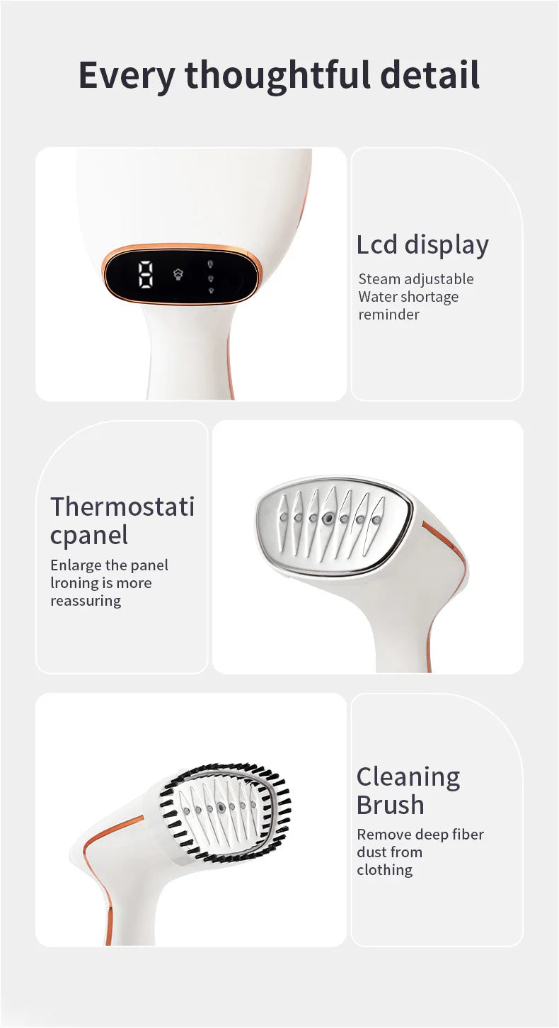 1800W Handheld Steam Hanging Iron Touch Screen Control 15 Seconds Fast Preheat 320ml Portable Home Small Fabric Clothes Steamer